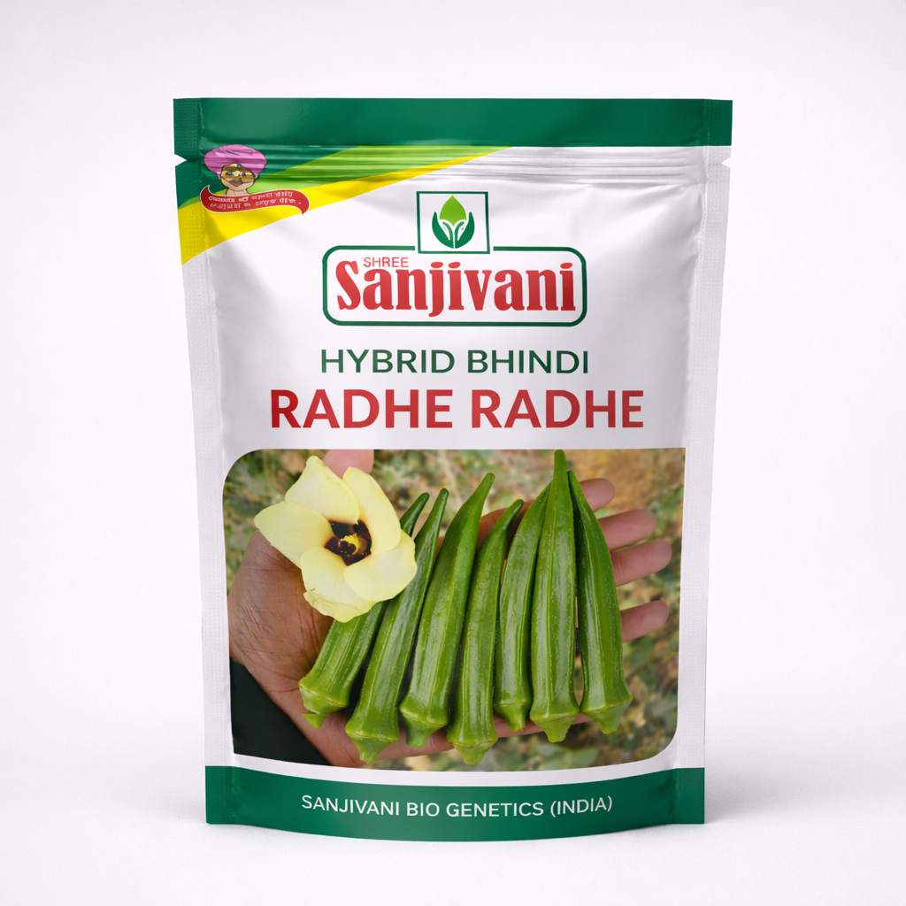 Radhe Radhe Hybrid Okra (Bhindi) Seeds – 100 gm Pack